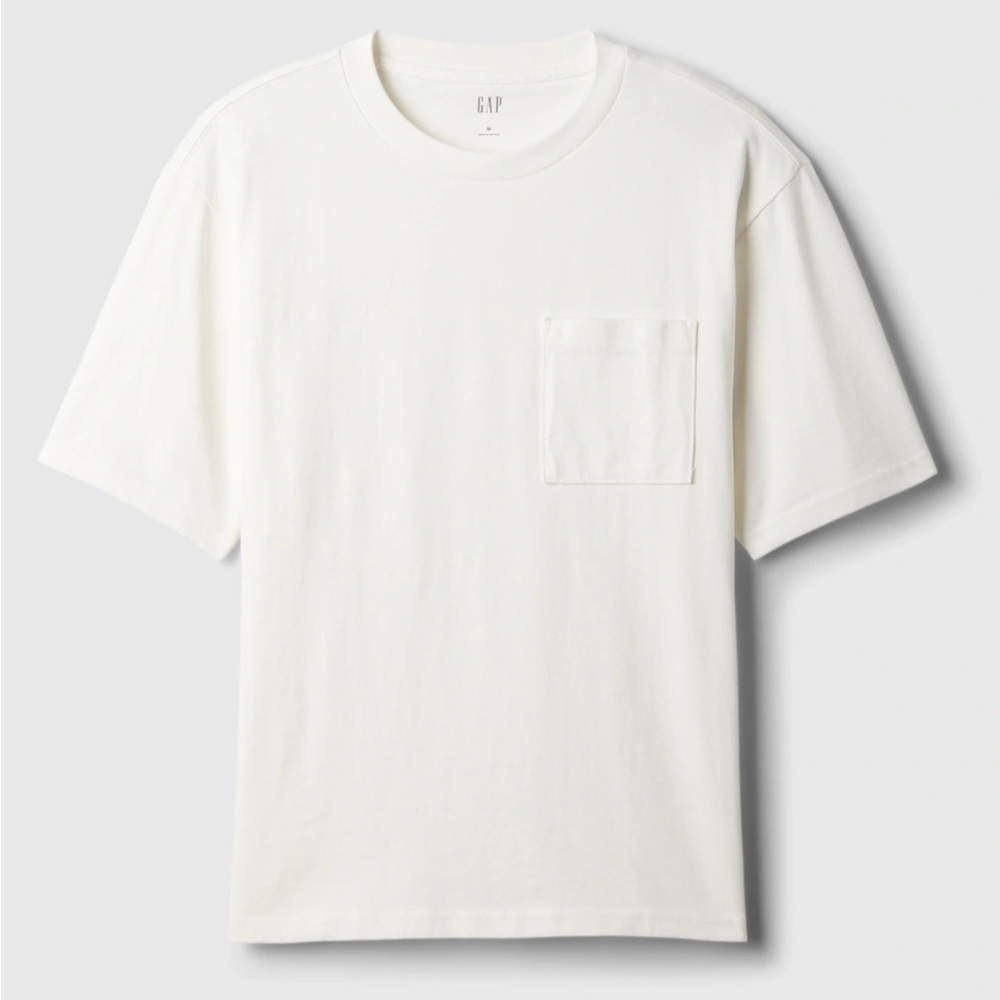 GAP MENS OFF WHITE HEAVYWEIGHT RELAXED FIT POCKET TSHIRT SZ XL